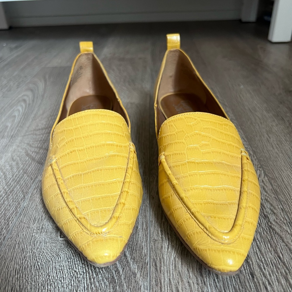 Franco Sarto Yellow Croc-Embossed Loafers